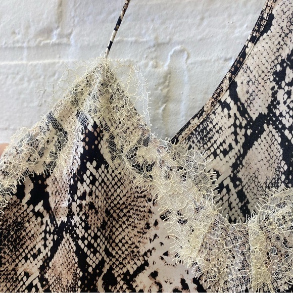 Cami NYC || Racer Tank Silk Lace Camisole Cleo Snake Print Black Cream Small - Picture 5 of 9